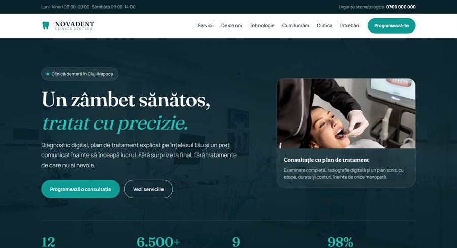 Modelul de site NOVADENT — clinica dentara